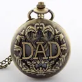 Antike Bronze-Taschenuhr mit hohlem DAD-Design und langer Halskette für Herren - Bronze
