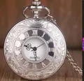 Vintage zilveren zakhorloge ketting met klassieke Romeinse cijfers en quartz uurwerk - Zilver