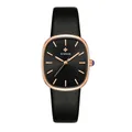 WWOOR elegant women's quartz watch featuring rose gold square case and black leather strap - Rose Gold Case Black Dial Black Strap