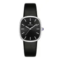 WWOOR elegant black square dial ladies quartz watch with black premium leather strap - Silver Case Black Dial Black Strap