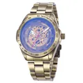 Vintage-Bronze-Skelett-Automatik-Herrenuhr mit Metallarmband von der Marke SHENHUA - Bronzegehäuse Stahlband Stil / Bronze