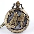 Collana orologio da taschino vintage bronzo con rilievo cane 3D e numeri arabi - Cane