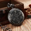 Vintage zwart zakhorloge met romantische gravure voor echtgenoot, luxe geschenk - Voor Echtgenoot Stijl