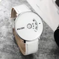 Montre PAIDU minimaliste pour homme avec bracelet en cuir blanc et cadran rotatif - Style Bracelet en Cuir / Bracelet en Cuir Cadran Blanc