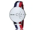 Montre concept PAIDU avec cadran rotatif et bracelet NATO rouge blanc et bleu - Style Bracelet Nylon / Bracelet Nylon Cadran Blanc