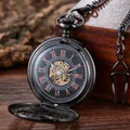 Orologio da taschino meccanico vintage classico con movimento scheletrato e numeri romani - Nero (PM242)