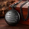 Elegante zwart gegraveerd zakhorloge voor zoon met hartelijke 'Love Forever' boodschap - Aan Mijn Zoon Liefdesquote / Zwart