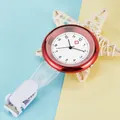 Fashionable red quartz nurse fob watch with a clip for medical professional use - Red
