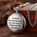 Gepolijst zilveren quartz zakhorloge gegraveerd met een emotionele boodschap voor zoon - Aan Mijn Zoon Liefdesquote / Zilver