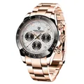 Pagani Design men's rose gold stainless steel chronograph quartz watch with meteorite dial - Gold Case White Dial Steel Meteorite Style (PD-1644) / Rose Gold