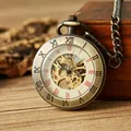 Dettaglio di un orologio da taschino meccanico vintage in bronzo con quadrante skeleton. - Stile Scheletrato Viso Aperto (PM130) / Bronzo