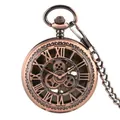 Vue détaillée d'une montre à gousset squelette vintage avec engrenages et chiffres - Style Engrenage Bronze Rouge