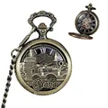 Orologio da taschino meccanico vintage in bronzo con incisione skyline di Praga - Stile Rilievo Architettura Praga (7) / Bronzo