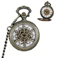 Orologio da taschino meccanico vintage in bronzo con coperchio inciso a fiocco di neve - Stile Fiocco di Neve Intagliato Cavo (7) / Bronzo