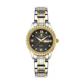 Élégante montre à quartz en acier bicolore or et argent avec cadran noir diamanté - 8856 women-between gold and black