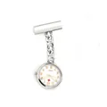 Silberne Krankenschwester-Taschenuhr mit weißem Zifferblatt und rotem Kreuzsymbol - Stil 17