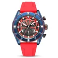 Reloj deportivo multifunción MEGIR para hombre con correa de silicona roja y esfera luminosa - Caja Azul Correa Roja