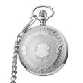 Reloj de bolsillo mecánico plateado con grabados ornamentales y tapa de estilo retro - Plateado (PM280)