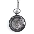 Antike mechanische Skelett-Taschenuhr mit Rotguss-Finish und sichtbarem Zahnradwerk. - Vintage-Hohl-Design / Antiksilber
