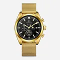 WWOOR Herren-Chronograph Quarzuhr mit goldenem Netzarmband und schwarzem Zifferblatt - Goldgehäuse Schwarzes Zifferblatt Mesh-Band (8838W) / Gold/Schwarz