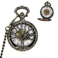 Vintage bronze mechanical pocket watch with an engraved tree of life pattern design - Tree of Life Hollow Carved Style (7) / Bronze