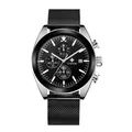 WWOOR Premium Herren-Chronograph Quarzuhr mit schwarzem Mesh-Armband und Datumsanzeige - Silber Schwarzes Zifferblatt Mesh-Band (8838W) / Silber/Schwarz
