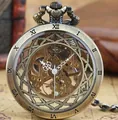 Vintage mechanische Taschenuhr in Bronze-Optik mit hohlem Skelett-Zahnraddesign - Vintage Römische Ziffern Skelett Stil