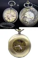 Klassische mechanische Skelett-Taschenuhr mit römischen Ziffern und feiner Gravur - Klassischer Manueller Stil