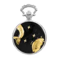 Vintage kwarts zakhorloge met sterrenhemel wijzerplaat en goudvissen ontwerp - Dubbele Koi Ster Stijl (P937)