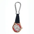 Orologio con moschettone oro rosa con cinturino in pelle blu scuro e quadrante bianco - Oro rosa
