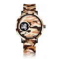Detail of camouflage sports watch with silicone strap and unique dial design - Camo Orange