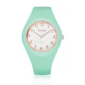 Reloj de cuarzo minimalista para mujer con una elegante correa de silicona verde - Cian