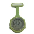 Montre infirmière numérique en silicone vert clair avec affichage lumineux et épingle - Macaroon Matcha Milk Cream