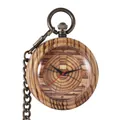 Kreative Taschenuhr aus Holz mit Jahresringmuster und antiker bronzefarbener Kette - Jahresringstruktur (P984)