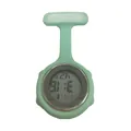 Montre d'infirmière numérique en silicone vert clair avec épingle médicale sûre - Bleu Océan Macaron