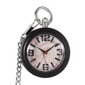 Vintage-Quarztaschenuhr aus Holz mit Marmorzifferblatt und dicker Silberkette - Hellbraunes Marmormuster (P988)
