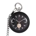 Klassische Taschenuhr aus schwarzem Holz mit dicker silberner Kette und Zifferblatt - Kleine Sekunden-Zifferblatt-Design (P989)