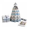Kit patchwork natalizio fai-da-te creativo con punta a pupazzo di neve blu e grigio - 1 Pezzo / Pupazzo di neve con cappello blu