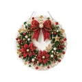 Christmas themed DIY pearl art diamond painting wreath with red bow and poinsettia - 1 Piece / Christmas Wreath