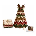 Set tessuto patchwork albero di Natale con motivi renne e quadri per decorazioni fai da te - 1 Pezzo / Corna di Natale