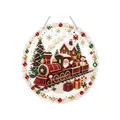 Round Christmas DIY diamond painting kit featuring a festive train with Santa and pearls - 1 Piece / Christmas Train