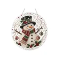 Exquisite 3D pearl and diamond snowman Christmas ornament with red and green scarf detail - Snowman