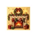 Festive Christmas pearl painting kit featuring fireplace and holiday decorations. - Christmas Sock