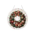 Decorative Christmas wreath hanging ornament with pearl diamond 3D collage design - Christmas Wreath