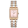 WWOOR zweifarbige Armbanduhr in Roségold und Silber mit rosa Zifferblatt und Diamanten - Zweifarbig Roségold Rosa Zifferblatt