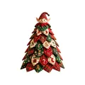 Árbol de Navidad acolchado hecho a mano con adorno de elfo y motivos festivos rojos - 1 Pieza / Elfo de Navidad