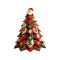 Exquisito árbol de Navidad de tela acolchada hecho a mano con adorno de Papá Noel - 1 Pieza / Papá Noel