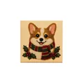 Handmade Christmas pearl bead art piece featuring a festive Corgi design - Cute Dog