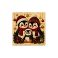 Christmas pearl diamond painting kit featuring a cute penguin family for home decor. - Three Penguins