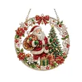 Exquisite round DIY Christmas diamond art ornament featuring Santa Claus, tree and gifts - Santa Claus / 1 Piece